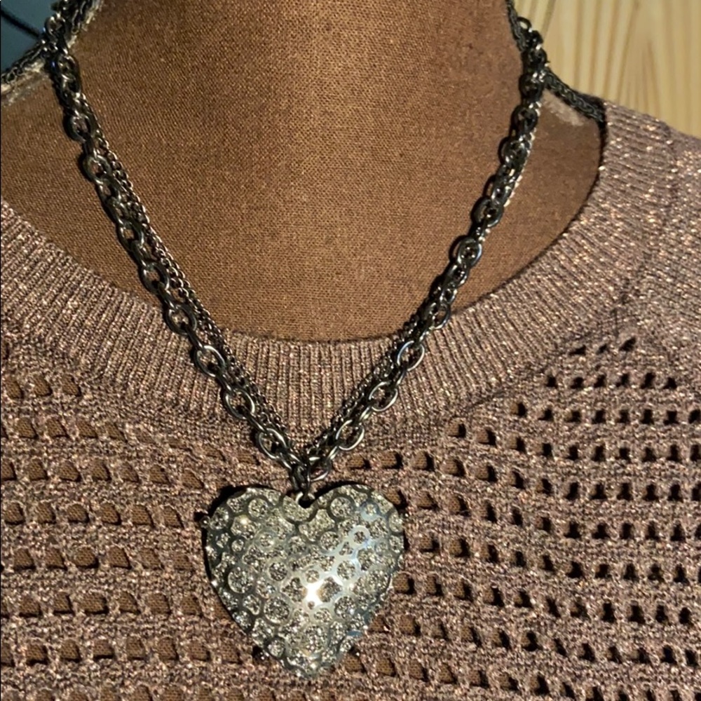 Bongo 3-chain heart necklace 17” w/3 1/4” extender